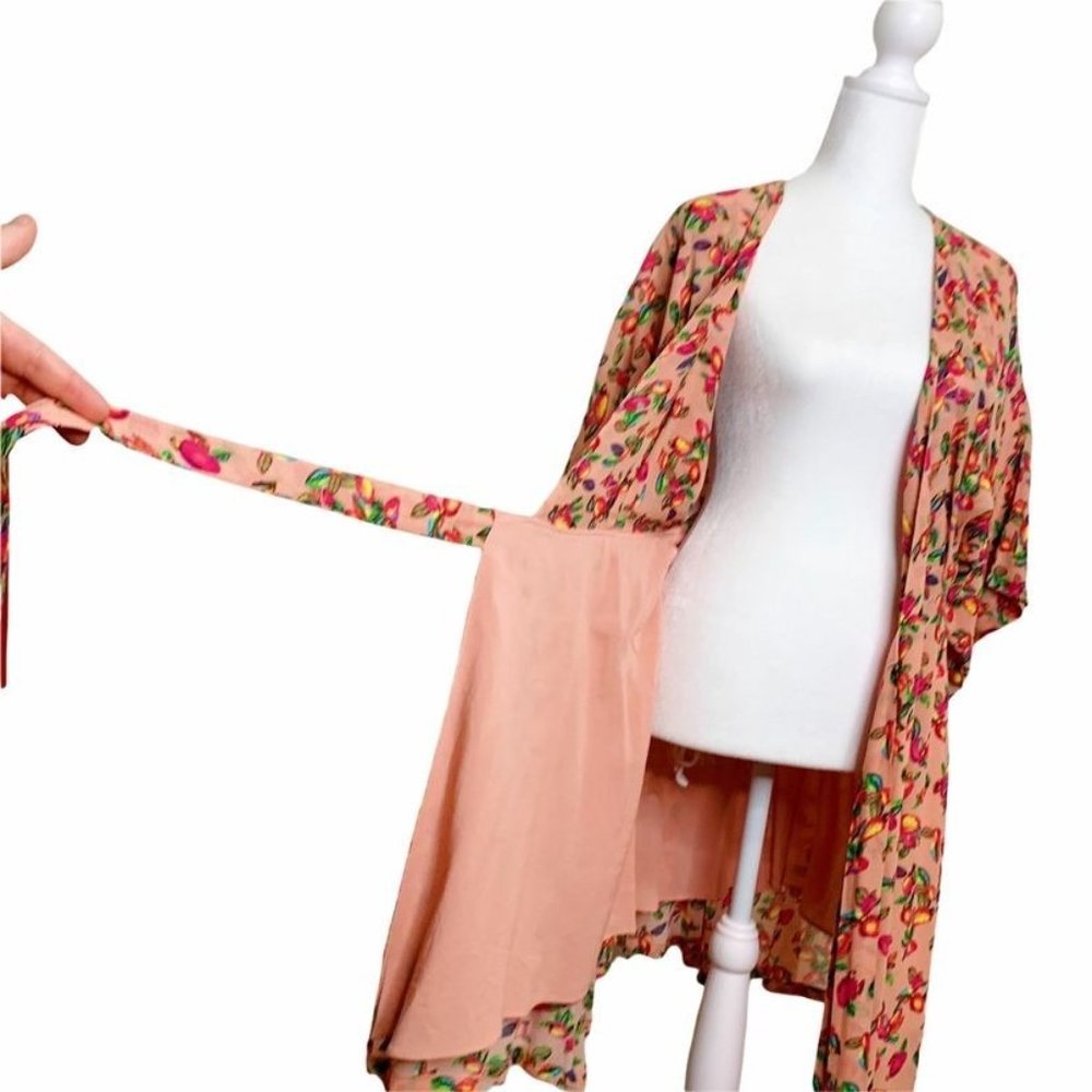 FARM Rio RARE Pink Wrap Tie Dress Mango Tropical - Picture 15 of 16